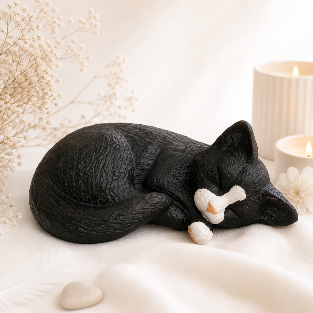 Katzenurne Schlafende Katze aus Keramik