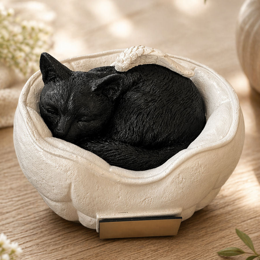 Monello® Katzenurne Deluxe Schlafende Katze mit Gravur