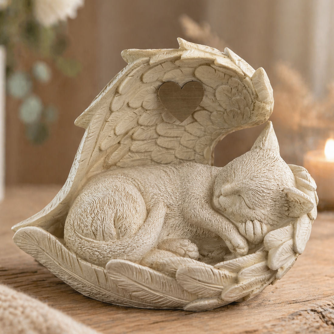 Monello® Katzenurne Engelsflügel – personalisierbare Tierurne Katze mit Gravur