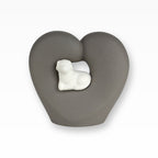 Hundeurne Porzellan Herz mit Hund