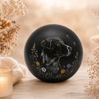 Keramikurne Kugel Luna Motiv Flower – handbemalt nach Tierfoto