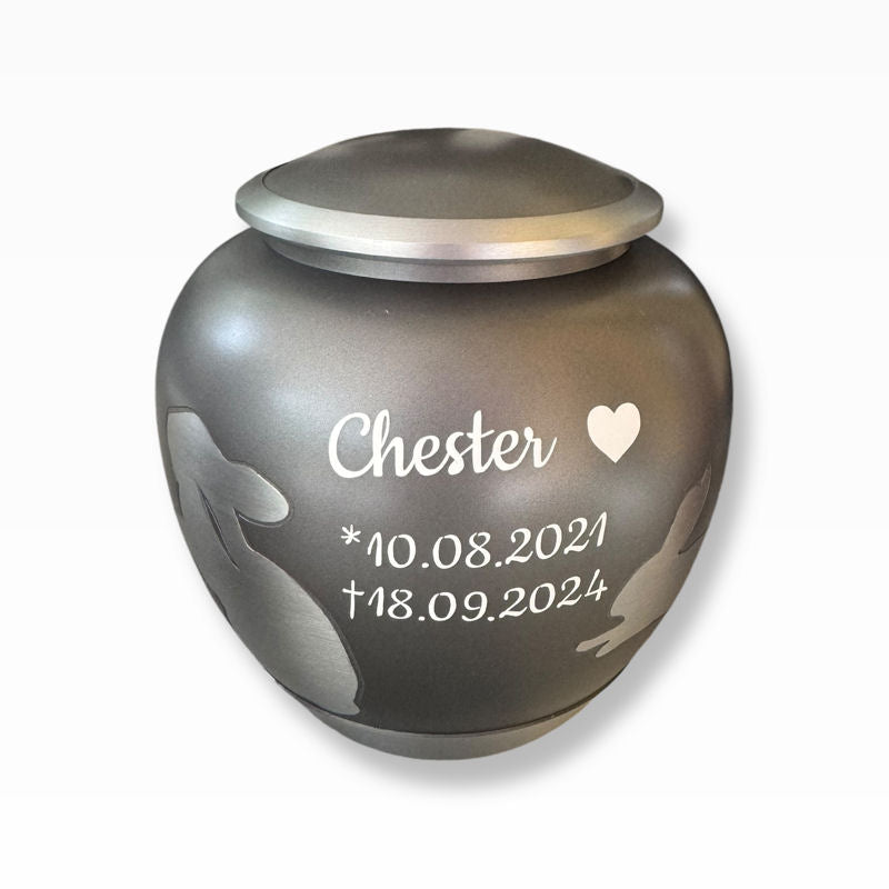 Kleintierurne für Kaninchen und Hasen Anthrazit Silber