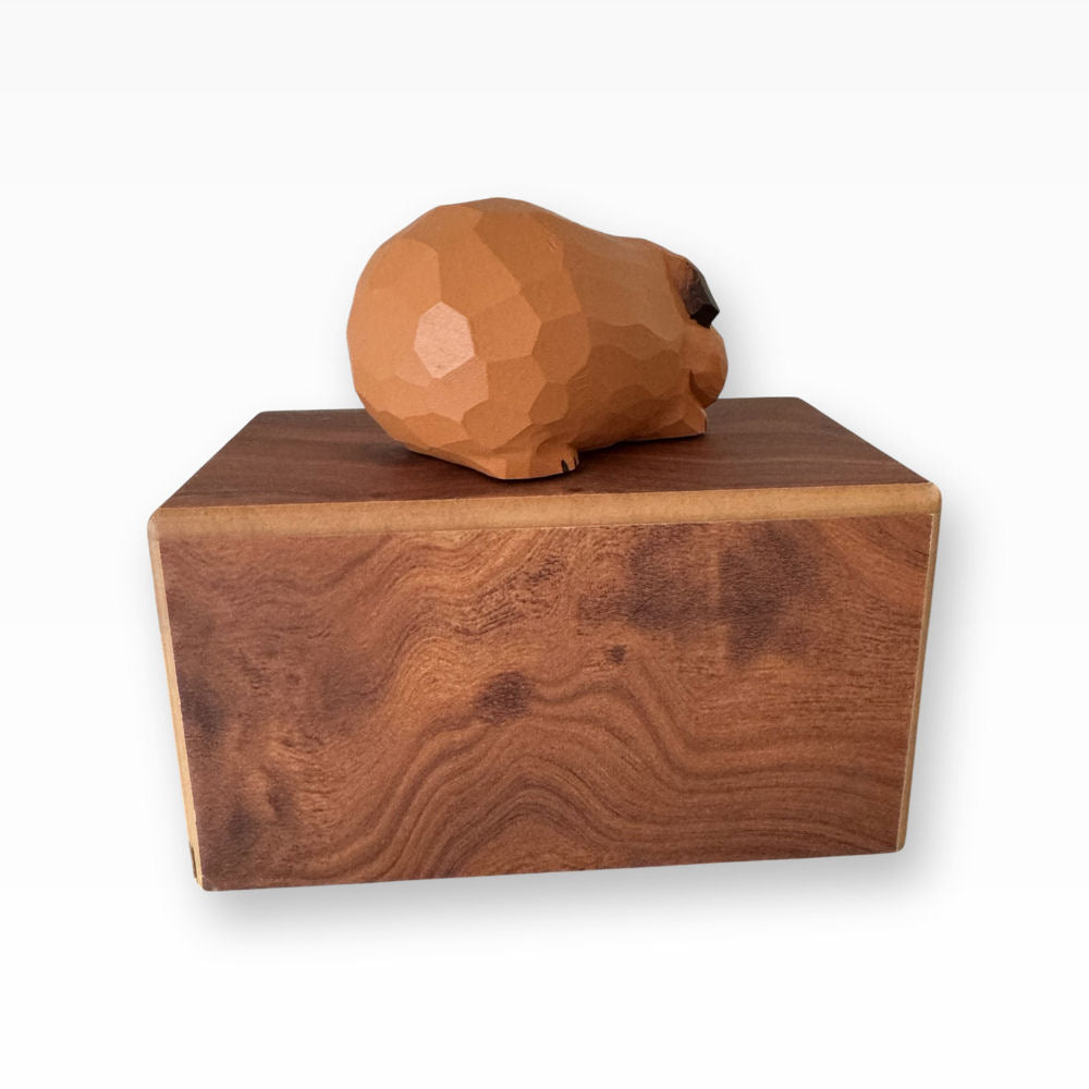 Monello Meerschweinchen-Urne aus Holz – Erinnerungsbox mit Figur