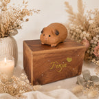 Monello Meerschweinchen-Urne aus Holz – Erinnerungsbox mit Figur