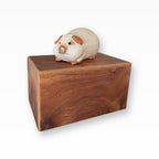Monello Meerschweinchen-Urne aus Holz – Erinnerungsbox mit Figur Weiss