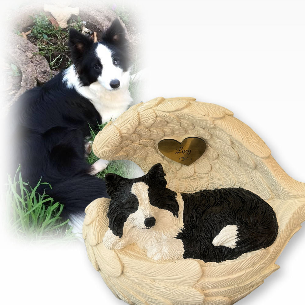 Monello® Urne für Hunde mit langem Fell bemalt nach Foto