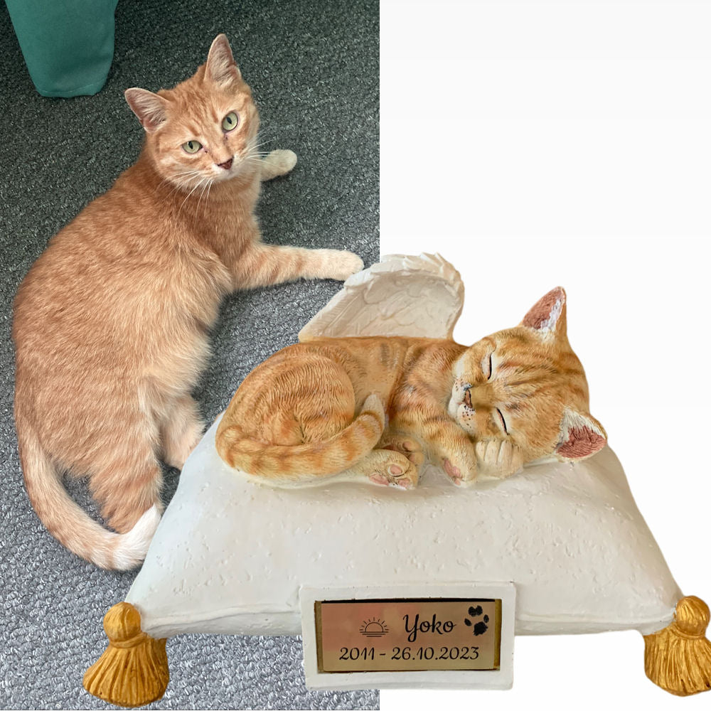 Monello® Portraiturne Katze auf Kissen bemalt nach Fotovorlage