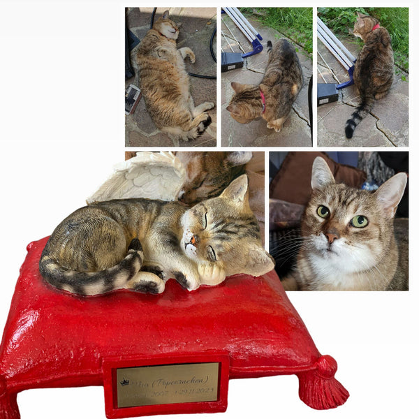 Monello® Portraiturne Katze auf Kissen bemalt nach Fotovorlage