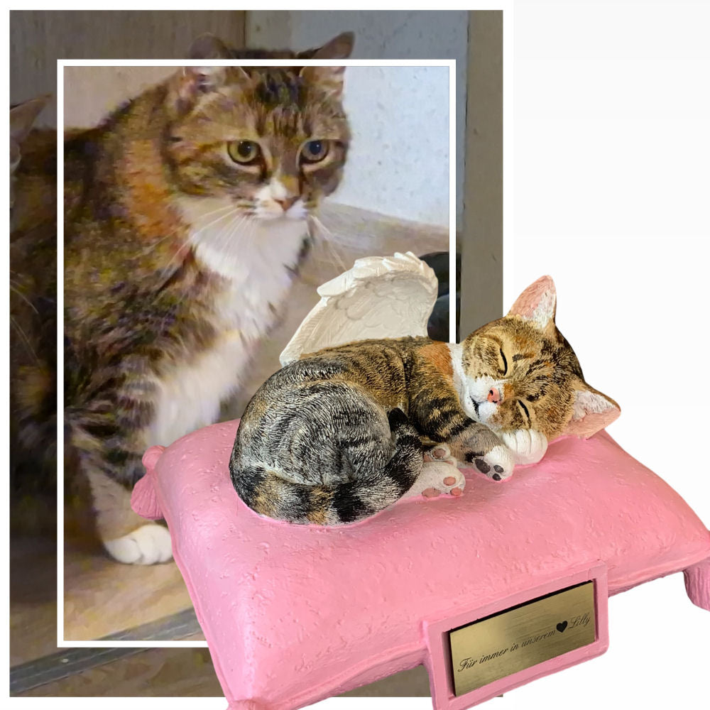 Monello® Portraiturne Katze auf Kissen bemalt nach Fotovorlage