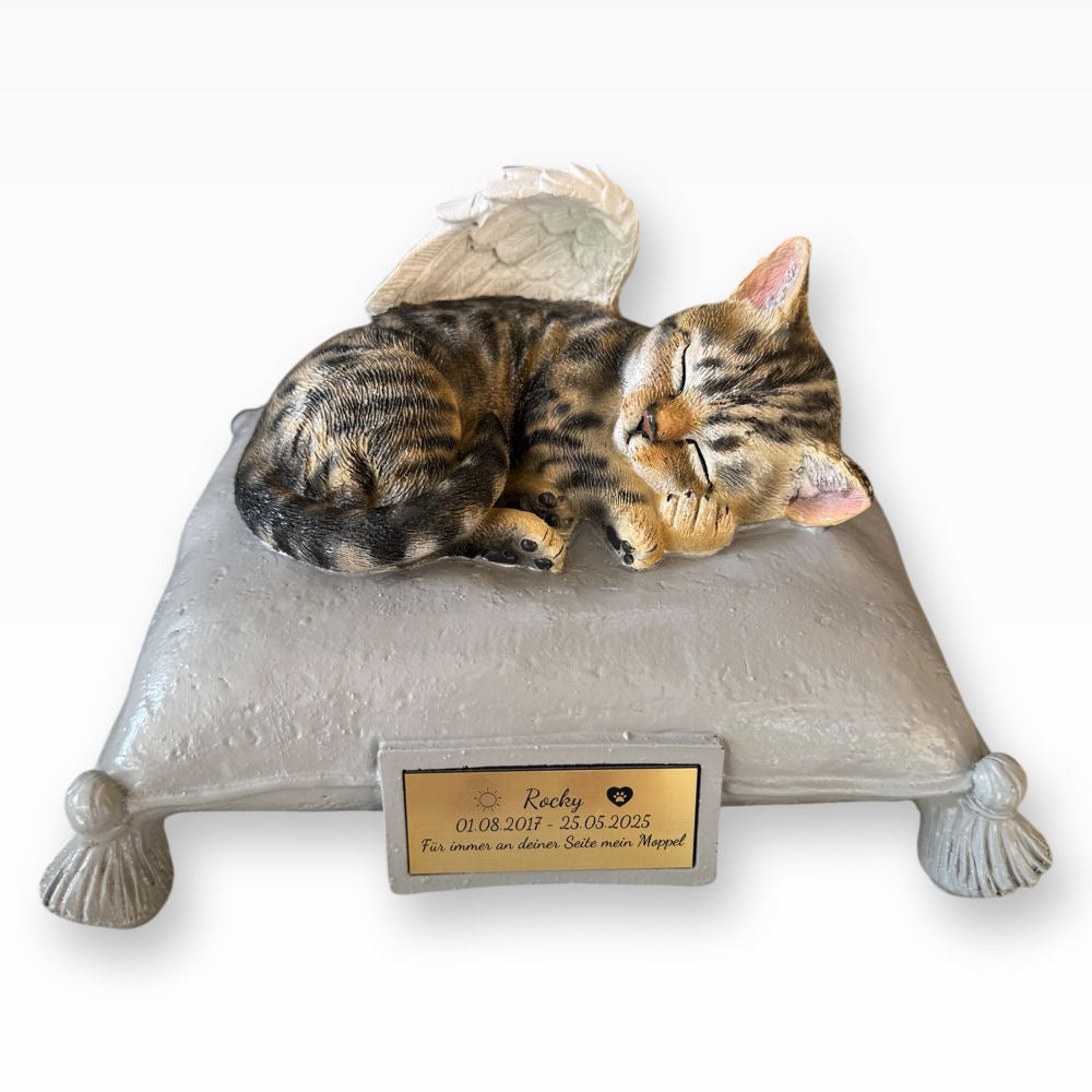 Monello® Portraiturne Katze auf Kissen bemalt nach Fotovorlage