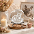 Kristallkugel Französische Bulldogge mit 3D-Lasergravur