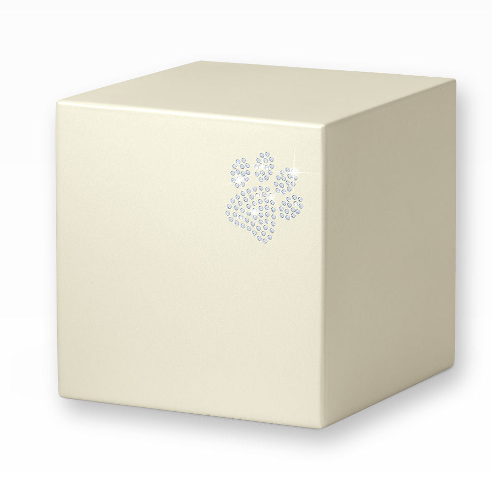 Heiso Tierurne Würfelurne Pfote aus Strasssteinchen