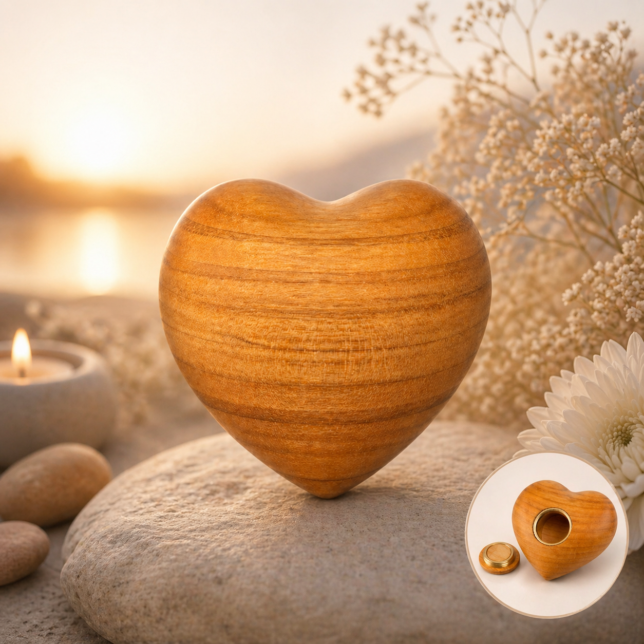Erinnerungsstück Heart Kirschholz für einen kleinen Teil Asche