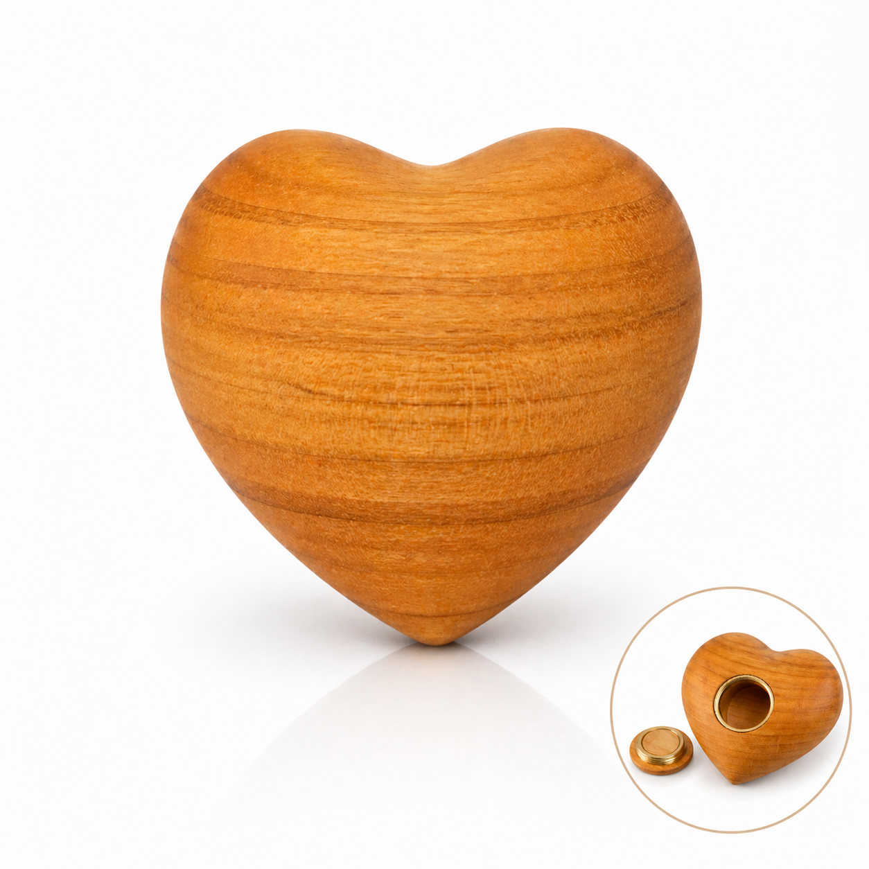 Erinnerungsstück Heart Kirschholz für einen kleinen Teil Asche