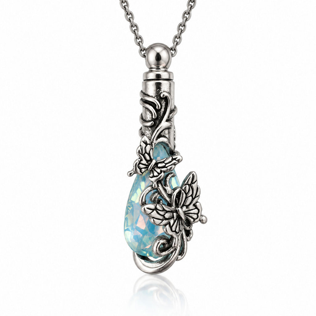 Monello Ascheschmuck Kette mit Anhänger Kristall Träne mit Schmetterlingen