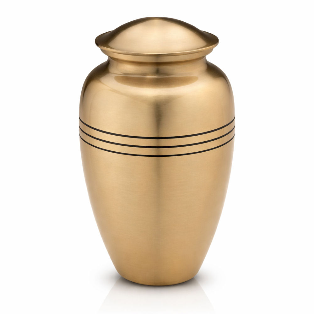 Klassische Metall-Humanurne mit Zierlinien