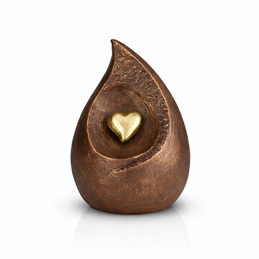 Keramikurne in Tropfenform mit Herz – Symbol der Liebe