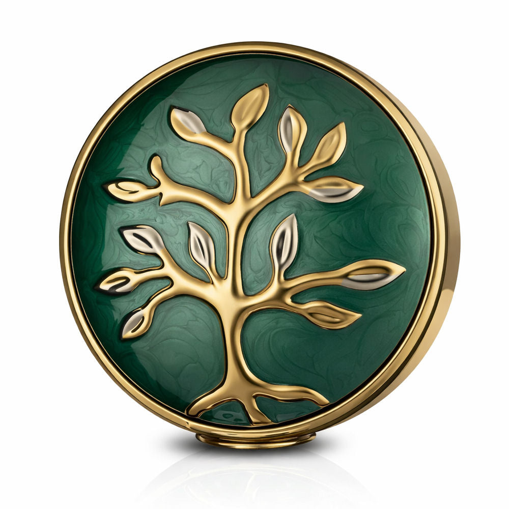 Design-Humanurne „Baum des Lebens“ in Grün-Gold – Symbol für Ewigkeit und Verbundenheit
