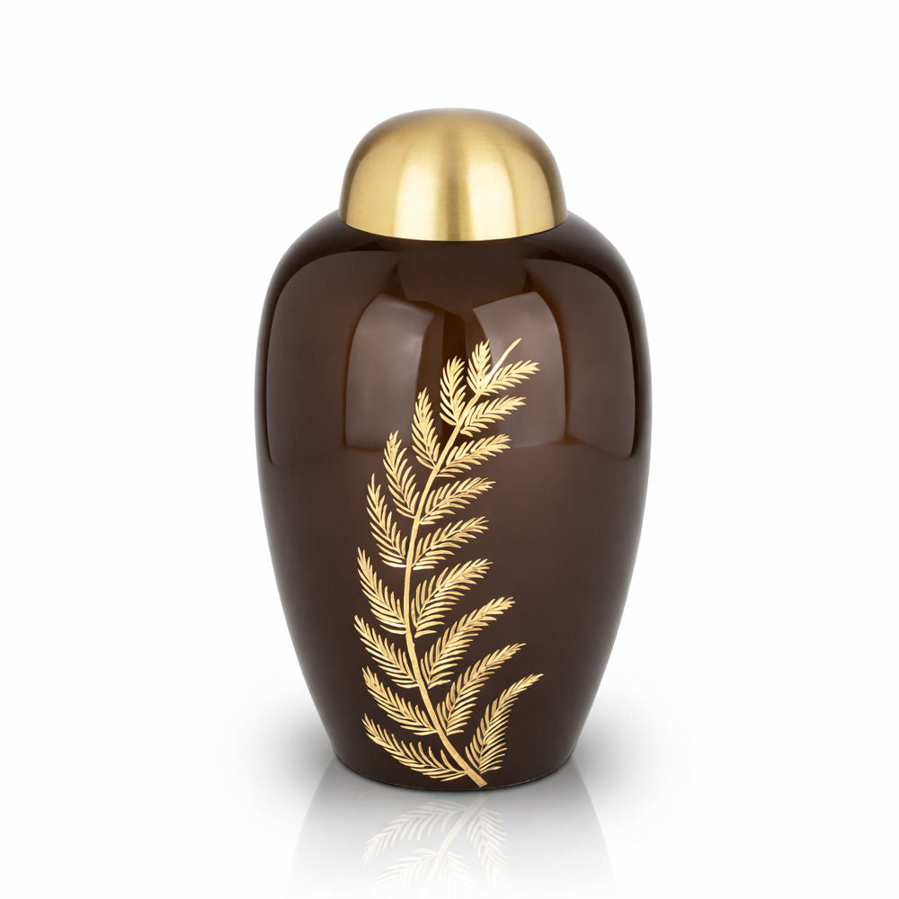 Humanurne mit Naturmotiv und Zierdeckel