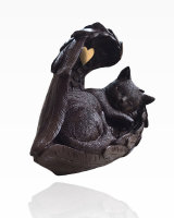 Monello Katzenurne Katze in Engelsflügel Schwarz Mit Gravur