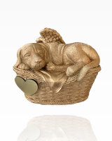 Monello Hundeurne Hund in Korb Bronze-Gold Mit Gravur