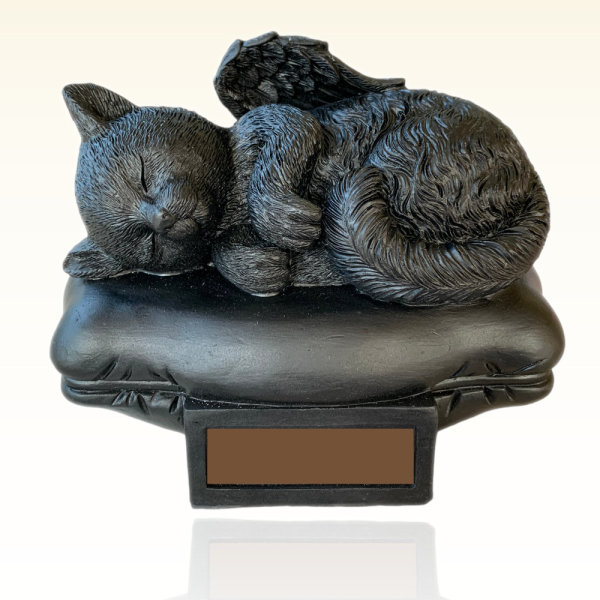 Monello Katzenurne Katze auf Kissen liegend Schwarz Mit Gravur