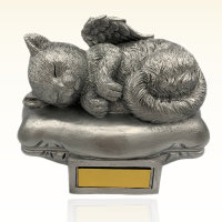 Monello Katzenurne Katze auf Kissen liegend Silber Mit Gravur