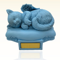 Monello Katzenurne Katze auf Kissen liegend Skyblue Ohne Gravur