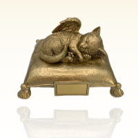 Monello Katzenurne Katze auf Kissen Gold Mit Gravur