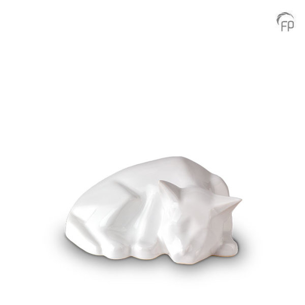 Katzenurne Porzellan Schlafende Katze Modern Weiß Glänzend Ohne Beschriftung