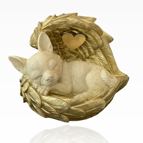 Monello Hundeurne Chihuahua in Engelsflügel Creme/ Gold