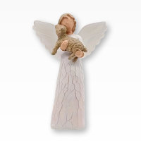 Erinnerungsfigur Engel mit Hund auf Arm
