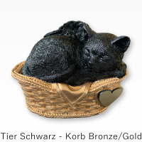 Monello Katzenurne Katze in Korb Schwarz-Bronzegold