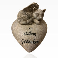 Monello Katzenurne Katze auf Herz mit Gedenkspruch